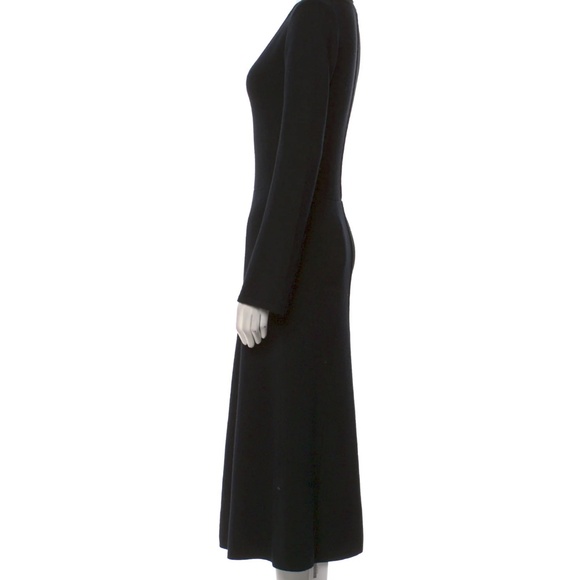 ARGENT Merino Wool A-Line Dress Rich Sweater Dress Black V-Neck Open Sleeve Nwot - Picture 9 of 12
